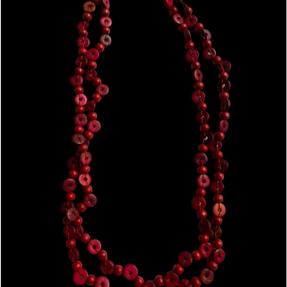 Cranberry Wooden Bead Necklace